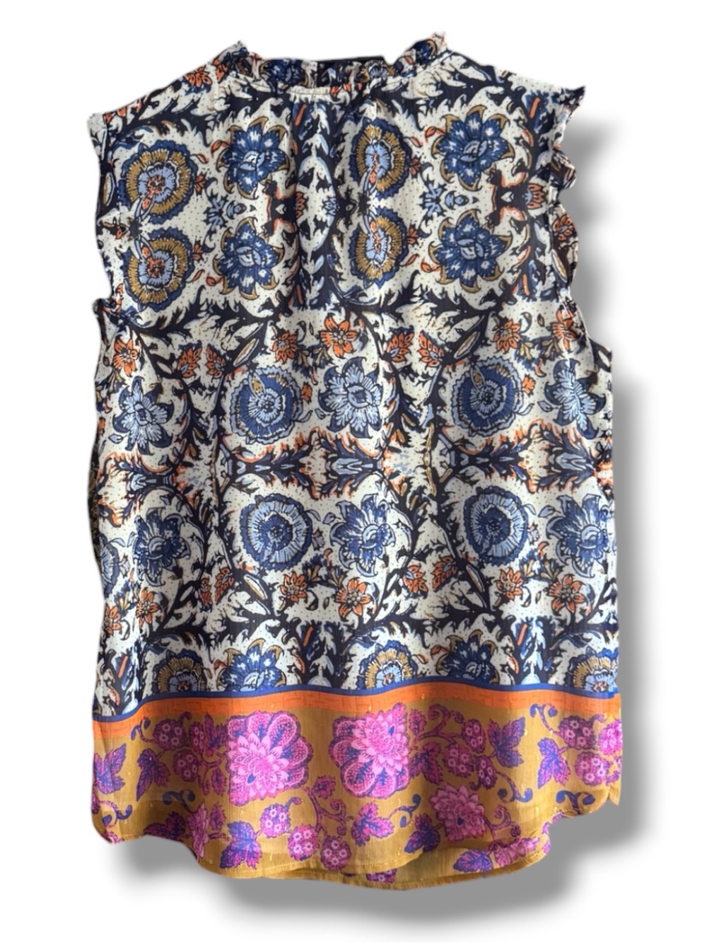 Joie Sleeveless Floral Print Ruffle Top Large New with Tags